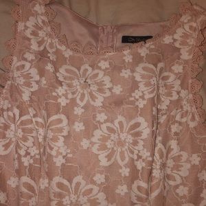 pink and white lace dress